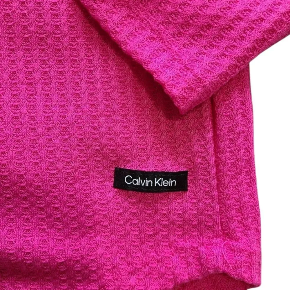 Calvin Klein Long Sleeve Waffle Knit Top - Pink - Picture 5 of 7